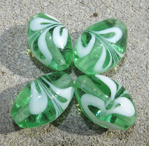 Lampwork - Lampwork ovaler 12x18mm gröna