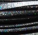 Läderrem platt 10mm silverglitter 20cm