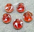 Lampwork runda 16mm röda