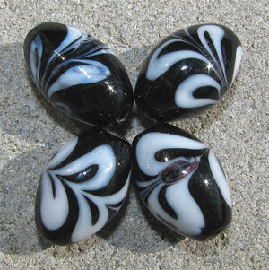 Lampwork - Lampwork ovaler 12x18mm svarta