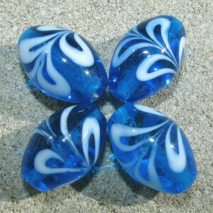 Lampwork - Lampwork ovaler 12x18mm turkosblå