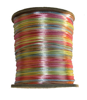 Kumihimo - Satintråd 2mm multi pastell 3 meter
