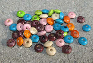 Träpärlor - Träpärlor donut 8mm mix