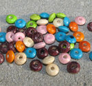 Träpärlor donut 8mm mix