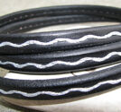 Regaliz läderrem 6x10mm svart med silver 20cm