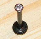 Labret svart med clear kristall