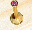 Labret guld med rosa kristall