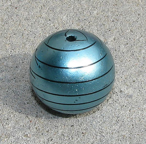 Acrylpärlor - Acrylpärla randig turkos 30mm