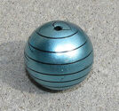 Acrylpärla randig turkos 30mm