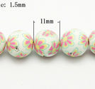 Fimopärla med strass 11mm vit 5st