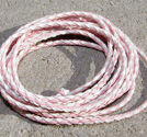 Rem flätad rosa/vit 3mm