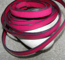 Läderrem platt 10mm fuchsia/svart