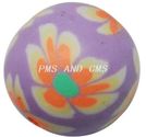 Fimopärla 12mm lila med orange blommor 5st