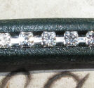 Regaliz läderrem 6x10mm med strass mörkgrön 20cm